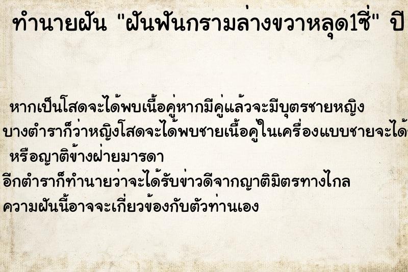 ทำนายฝันทำนายฝันฝันฟันกรามล่างขวาหลุด1ซี่