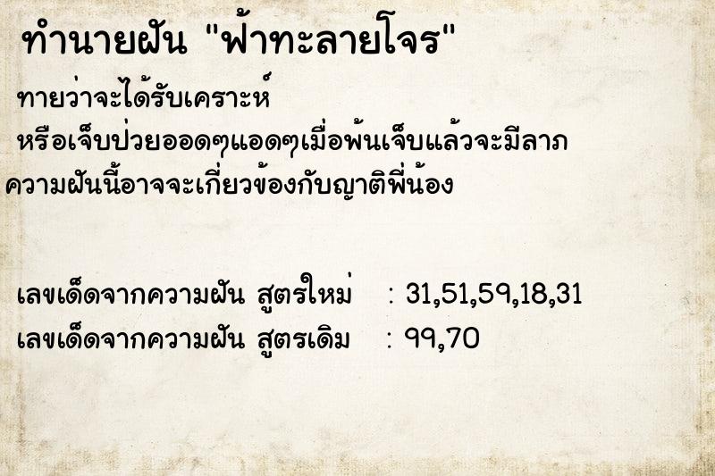 ทำนายฝันฟ้าทะลายโจร ทำนายฝันทำนายฝันฟ้าทะลายโจร