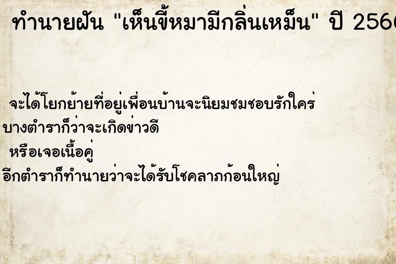ทำนายฝันทำนายฝันเห็นขี้หมามีกลิ่นเหม็น