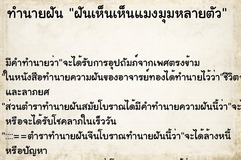 ทำนายฝัน ฝันเห็นเห็นแมงมุมหลายตัว ตำราโบราณ แม่นที่สุดในโลก