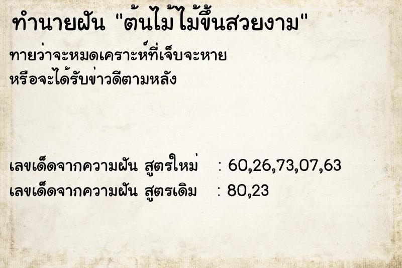 ทำนายฝันทำนายฝันต้นไม้ไม้ขึ้นสวยงาม