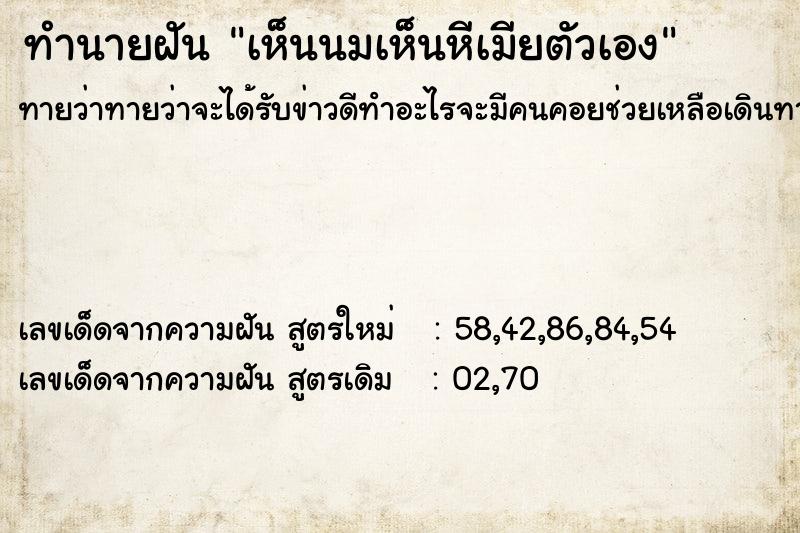 ทำนายฝันทำนายฝันเห็นนมเห็นหีเมียตัวเอง