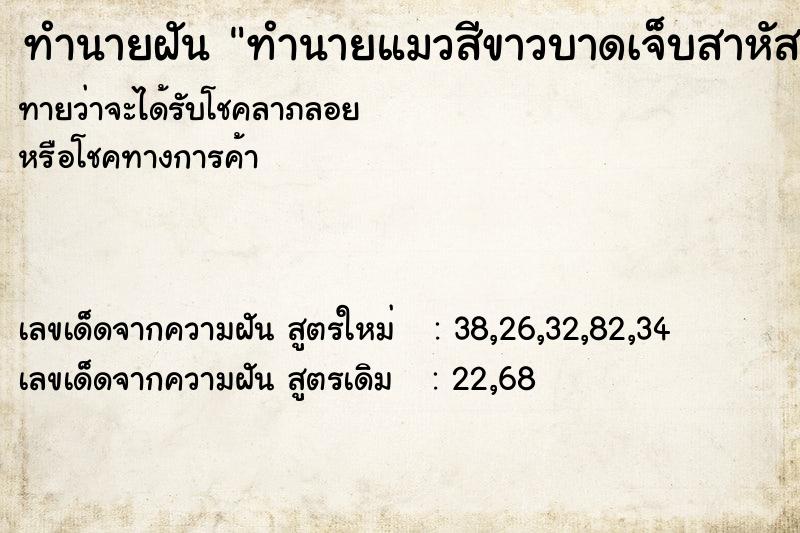 ทำนายฝันทำนายแมวสีขาวบาดเจ็บสาหัส ทำนายฝันทำนายฝันทำนายแมวสีขาวบาดเจ็บสาหัส