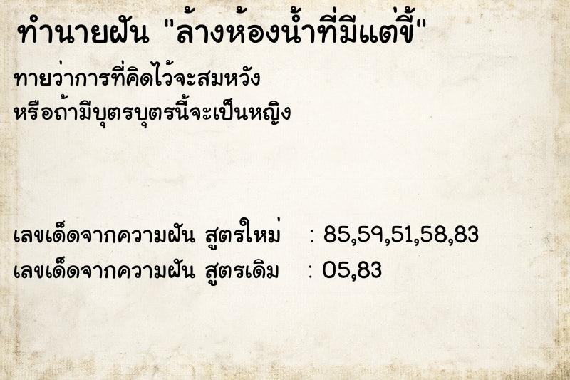 ทำนายฝันล้างห้องน้ำที่มีแต่ขี้ ทำนายฝันทำนายฝันล้างห้องน้ำที่มีแต่ขี้