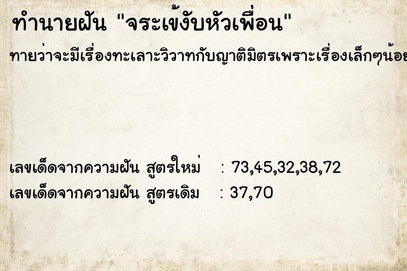 ทำนายฝันทำนายฝันจระเข้งับหัวเพื่อน