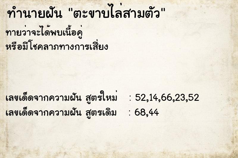 ทำนายฝัน ตะขาบไล่สามตัว