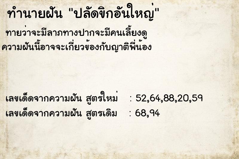 ทำนายฝัน ปลัดขิกอันใหญ่ ทำนายฝัน ปลัดขิกอันใหญ่