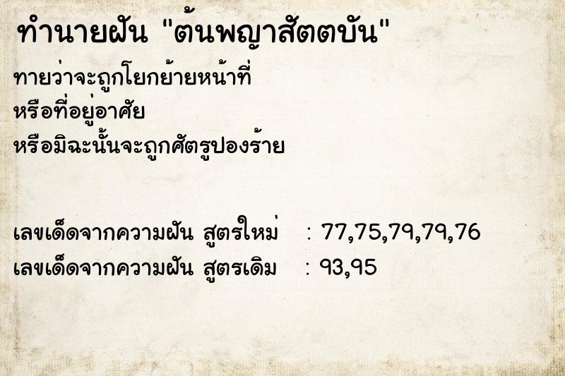 ทำนายฝันทำนายฝันต้นพญาสัตตบัน