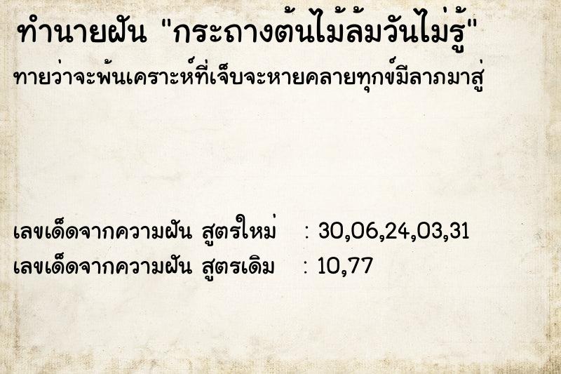 ทำนายฝันทำนายฝันกระถางต้นไม้ล้มวันไม่รู้