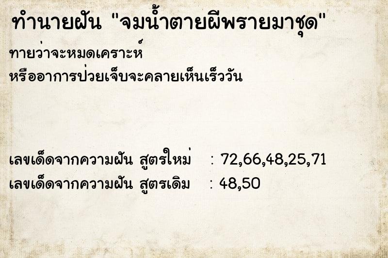 ทำนายฝันจมนํ้าตายผีพรายมาชุด ทำนายฝันทำนายฝันจมนํ้าตายผีพรายมาชุด