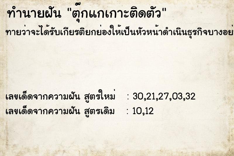 ทำนายฝันตุ๊กแกเกาะติดตัว ทำนายฝันทำนายฝันตุ๊กแกเกาะติดตัว