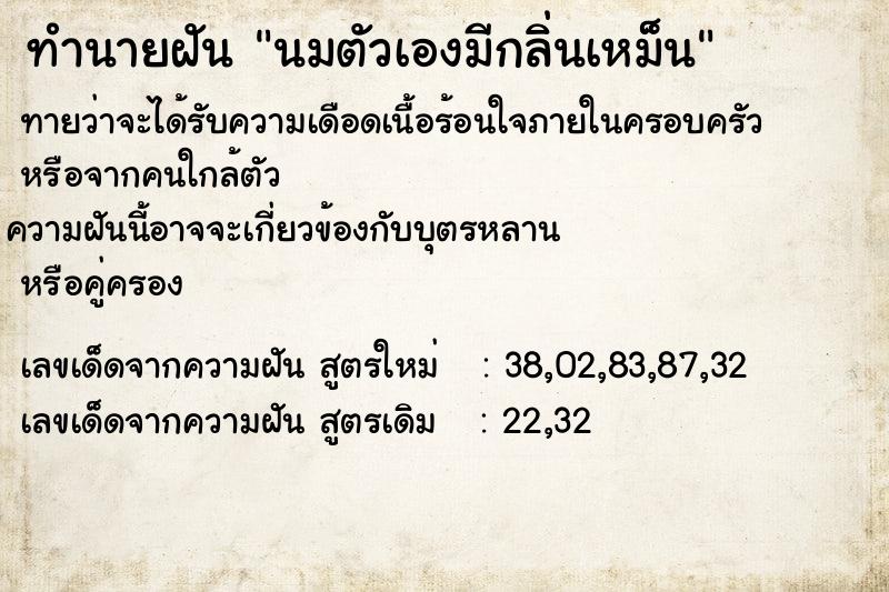 ทำนายฝันทำนายฝันนมตัวเองมีกลิ่นเหม็น