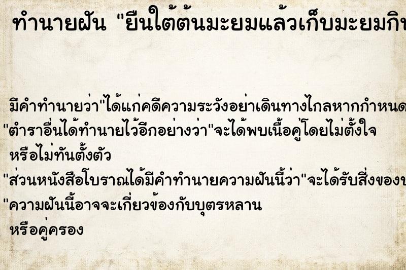 ทำนายฝัน ยืนใต้ต้นมะยมแล้วเก็บมะยมกิน ทำนายฝัน ยืนใต้ต้นมะยมแล้วเก็บมะยมกิน