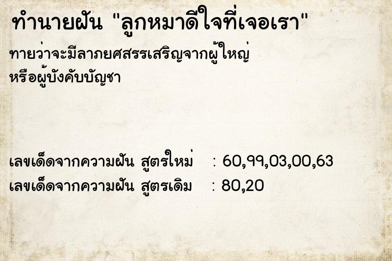 ทำนายฝันลูกหมาดีใจที่เจอเรา ทำนายฝันทำนายฝันลูกหมาดีใจที่เจอเรา