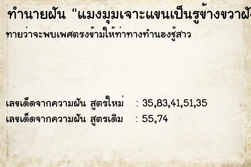 ทำนายฝันทำนายฝันแมงมุมเจาะแขนเป็นรูข้างขวาฝังขาไว้