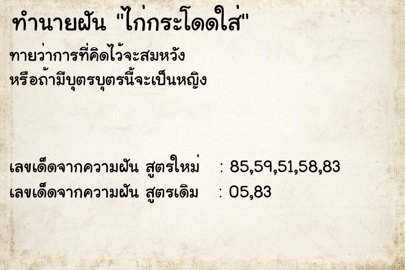 ทำนายฝันทำนายฝันไก่กระโดดใส่