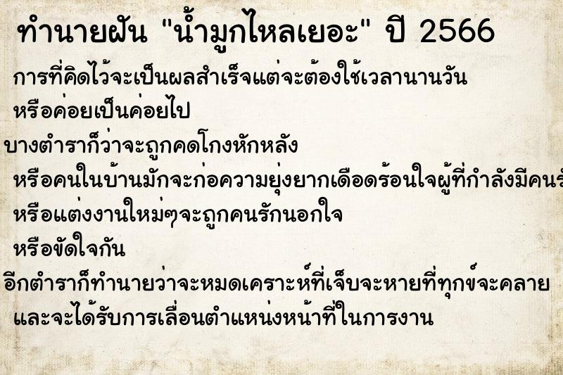 ทำนายฝันน้ำมูกไหลเยอะ ทำนายฝันทำนายฝันน้ำมูกไหลเยอะ