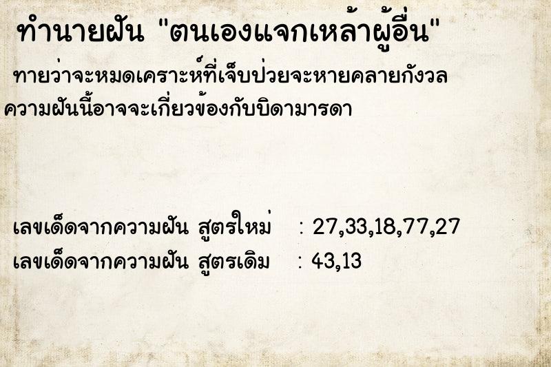 ทำนายฝันตนเองแจกเหล้าผู้อื่น ทำนายฝันทำนายฝันตนเองแจกเหล้าผู้อื่น