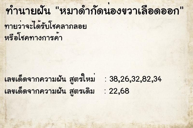 ทำนายฝันหมาดำกัดน่องขวาเลือดออก ทำนายฝันทำนายฝันหมาดำกัดน่องขวาเลือดออก