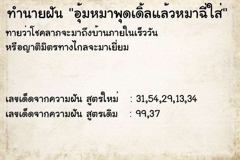 ทำนายฝันทำนายฝันอุ้มหมาพุดเดิ้ลแล้วหมาฉี่ใส่