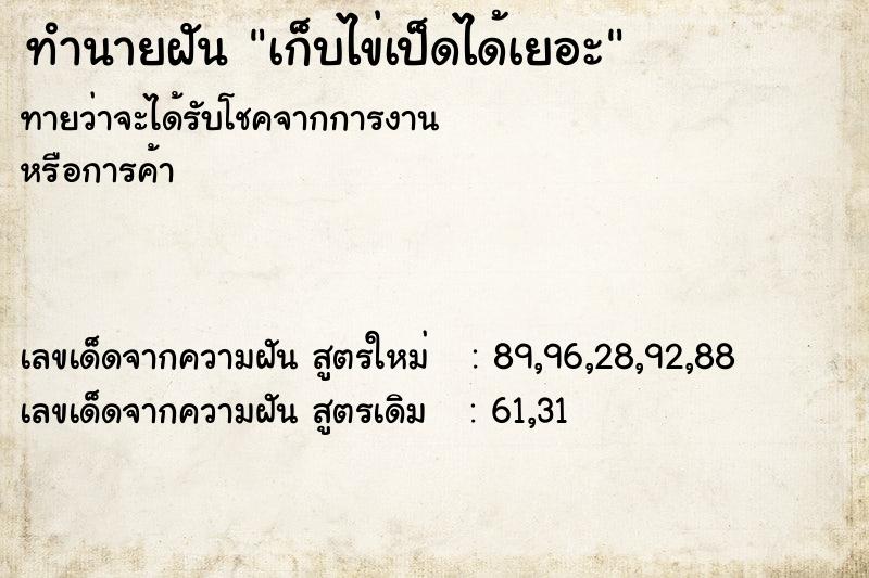 ทำนายฝันเก็บไข่เป็ดได้เยอะ ทำนายฝันทำนายฝันเก็บไข่เป็ดได้เยอะ