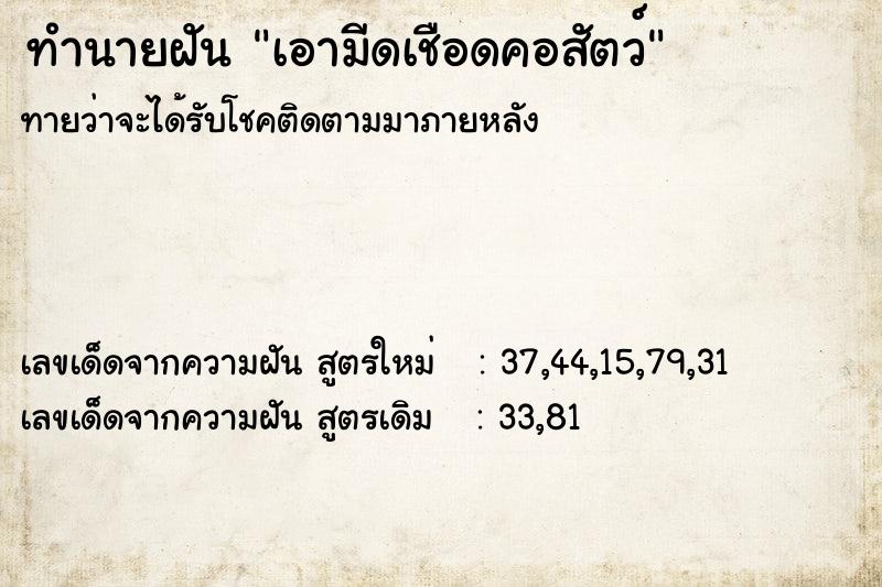 ทำนายฝันเอามีดเชือดคอสัตว์ ทำนายฝันทำนายฝันเอามีดเชือดคอสัตว์