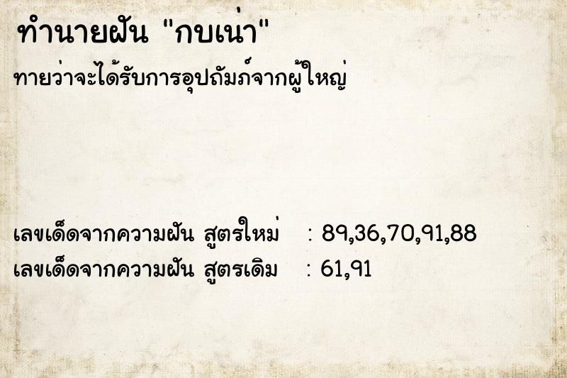 ทำนายฝันกบเน่า ทำนายฝันทำนายฝันกบเน่า