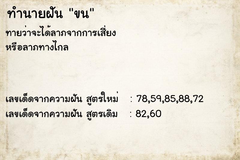 ทำนายฝันขน ทำนายฝันทำนายฝันขน