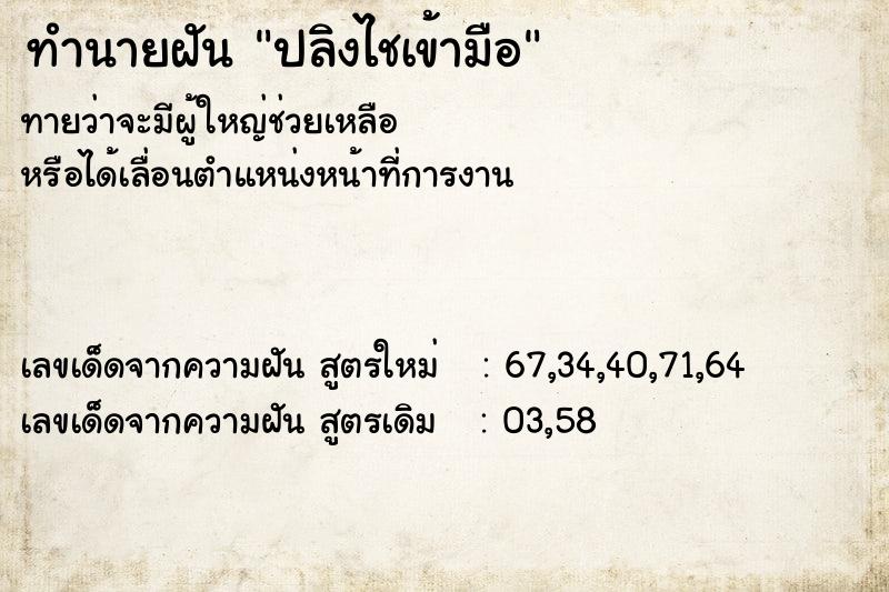 ทำนายฝันปลิงไชเข้ามือ ทำนายฝันทำนายฝันปลิงไชเข้ามือ