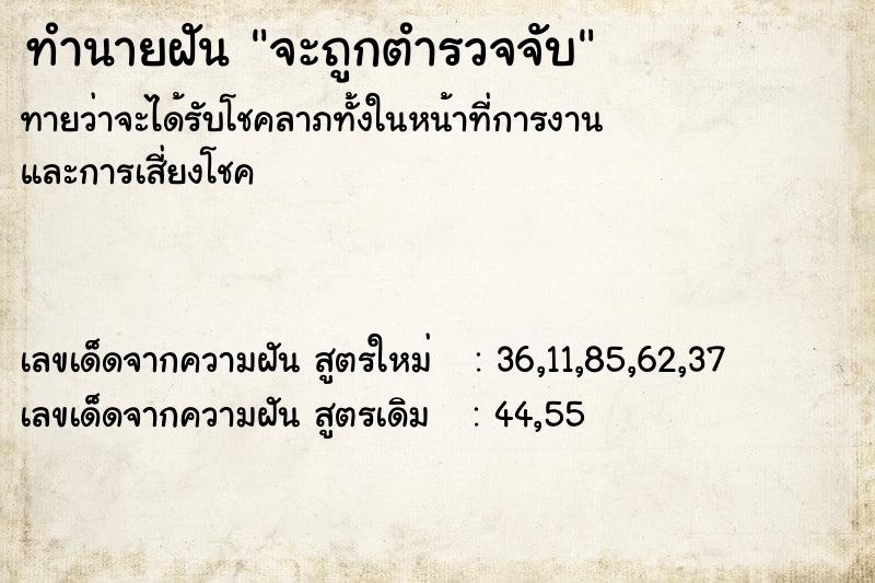 ทำนายฝันจะถูกตำรวจจับ ทำนายฝันทำนายฝันจะถูกตำรวจจับ