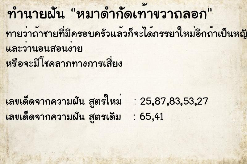 ทำนายฝัน หมาดำกัดเท้าขวาถลอก ทำนายฝัน หมาดำกัดเท้าขวาถลอก