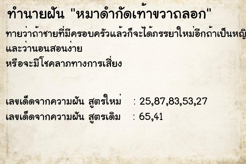 ทำนายฝัน หมาดำกัดเท้าขวาถลอก ตำราโบราณ แม่นที่สุดในโลก