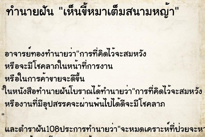 ทำนายฝัน เห็นขี้หมาเต็มสนามหญ้า