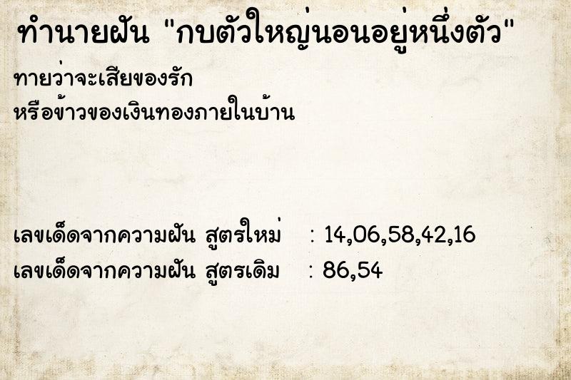 ทำนายฝันกบตัวใหญ่นอนอยู่หนึ่งตัว ทำนายฝันทำนายฝันกบตัวใหญ่นอนอยู่หนึ่งตัว