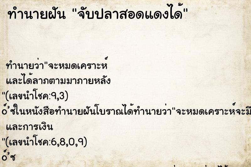 ทำนายฝัน จับปลาสอดแดงได้