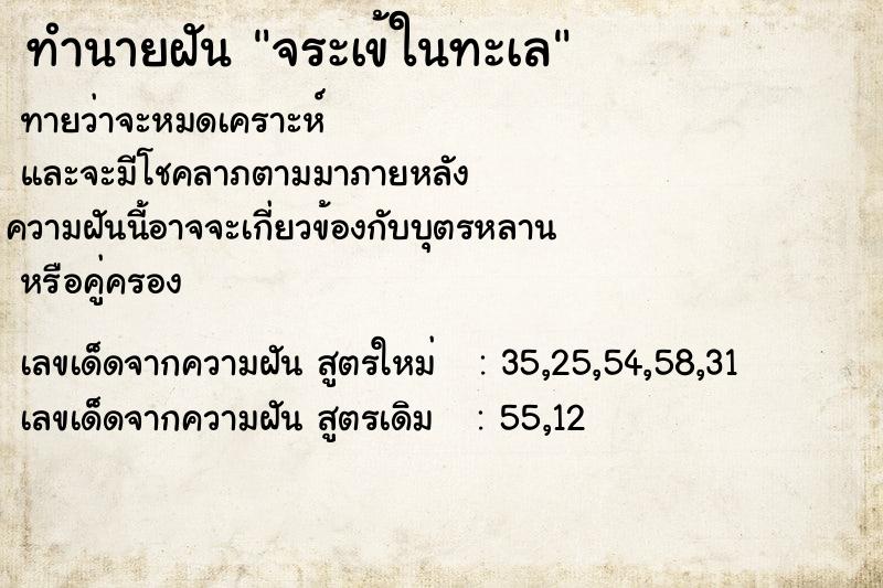 ทำนายฝันจระเข้ในทะเล ทำนายฝันทำนายฝันจระเข้ในทะเล