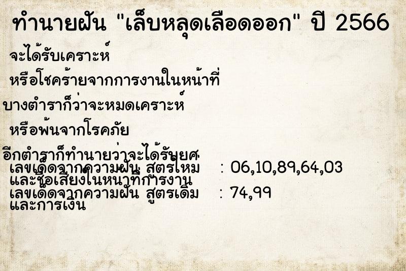 ทำนายฝันเล็บหลุดเลือดออก ทำนายฝันทำนายฝันเล็บหลุดเลือดออก