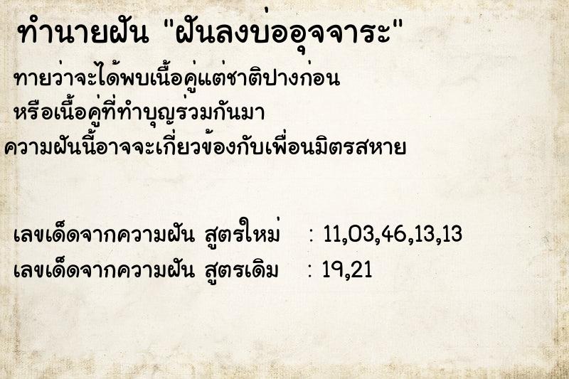 ทำนายฝันฝันลงบ่ออุจจาระ ทำนายฝันทำนายฝันฝันลงบ่ออุจจาระ