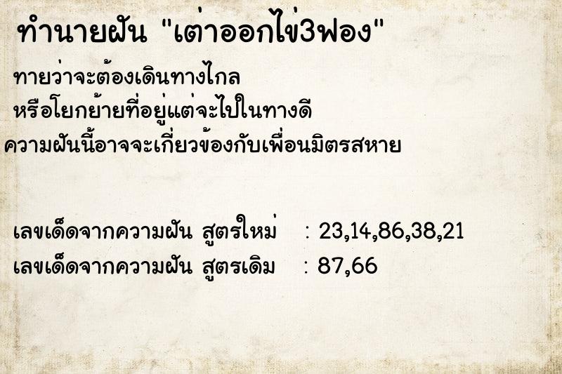 ทำนายฝัน เต่าออกไข่3ฟอง