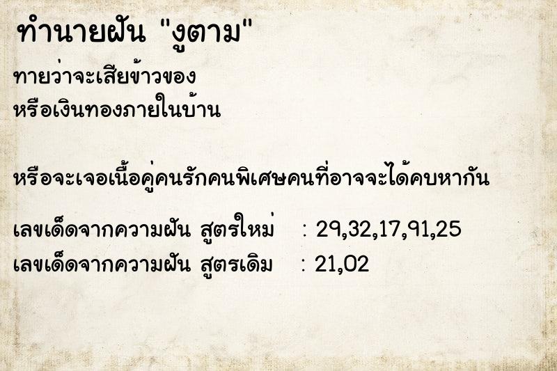 ทำนายฝันงูตาม ทำนายฝันทำนายฝันงูตาม