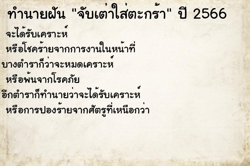 ทำนายฝันจับเต่าใส่ตะกร้า ทำนายฝันทำนายฝันจับเต่าใส่ตะกร้า