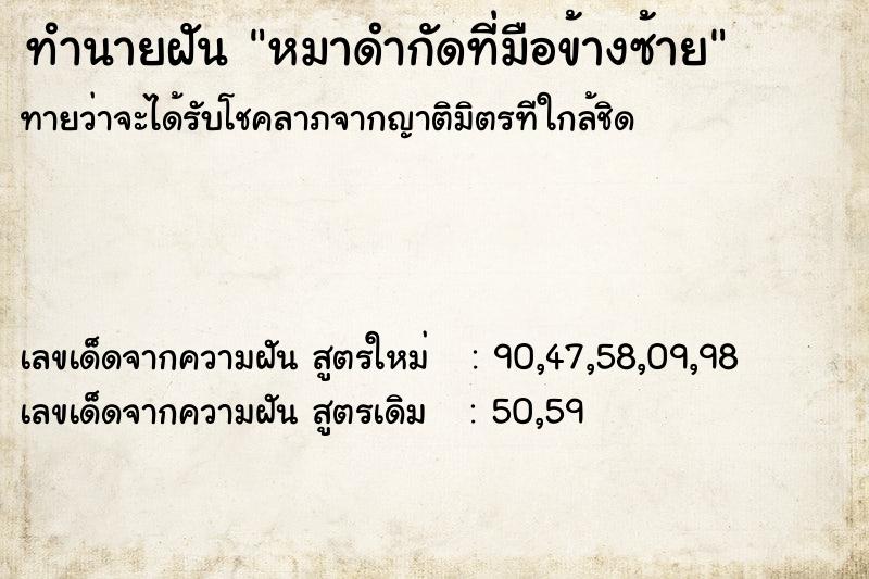 ทำนายฝันหมาดำกัดที่มือข้างซ้าย ทำนายฝันทำนายฝันหมาดำกัดที่มือข้างซ้าย
