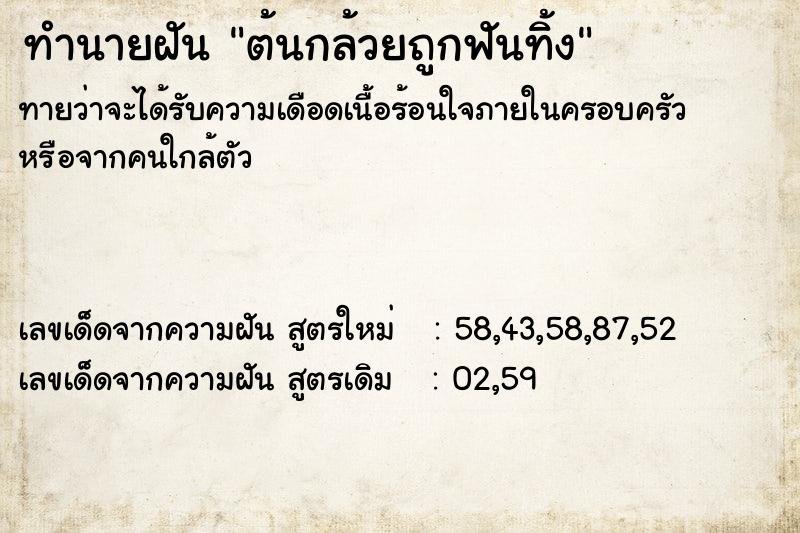 ทำนายฝันต้นกล้วยถูกฟันทิ้ง ทำนายฝันทำนายฝันต้นกล้วยถูกฟันทิ้ง