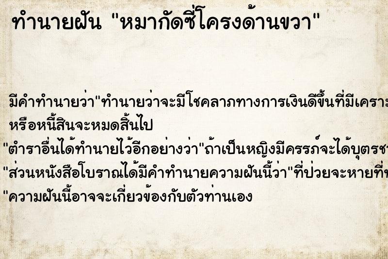 ทำนายฝัน หมากัดซี่โครงด้านขวา ทำนายฝัน หมากัดซี่โครงด้านขวา