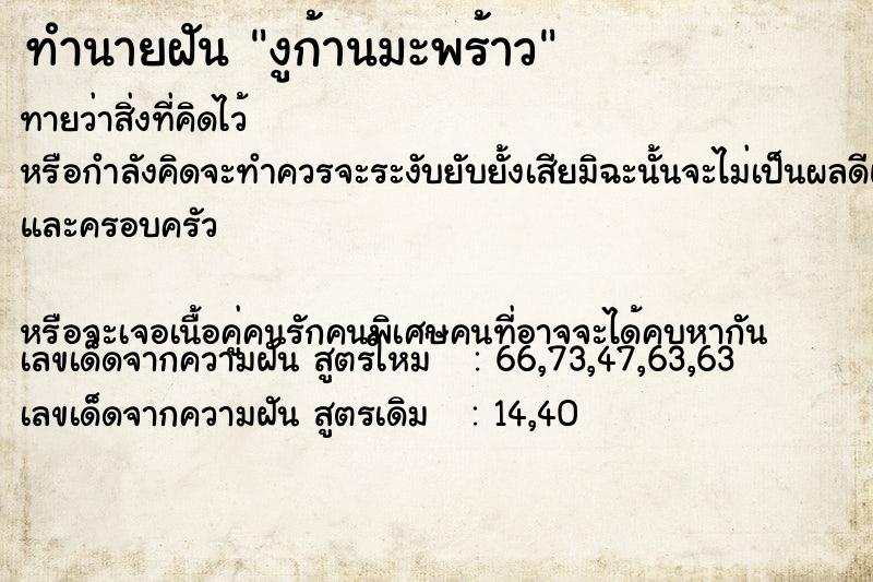ทำนายฝัน งูก้านมะพร้าว ทำนายฝัน งูก้านมะพร้าว