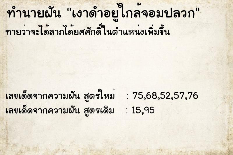 ทำนายฝันเงาดำอยู่ใกล้จอมปลวก ทำนายฝันทำนายฝันเงาดำอยู่ใกล้จอมปลวก