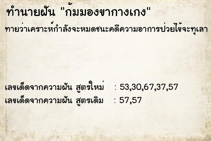 ทำนายฝันก้มมองขากางเกง ทำนายฝันทำนายฝันก้มมองขากางเกง