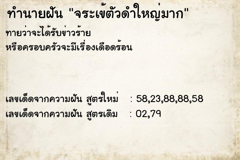 ทำนายฝันจระเข้ตัวดำใหญ่มาก ทำนายฝันทำนายฝันจระเข้ตัวดำใหญ่มาก