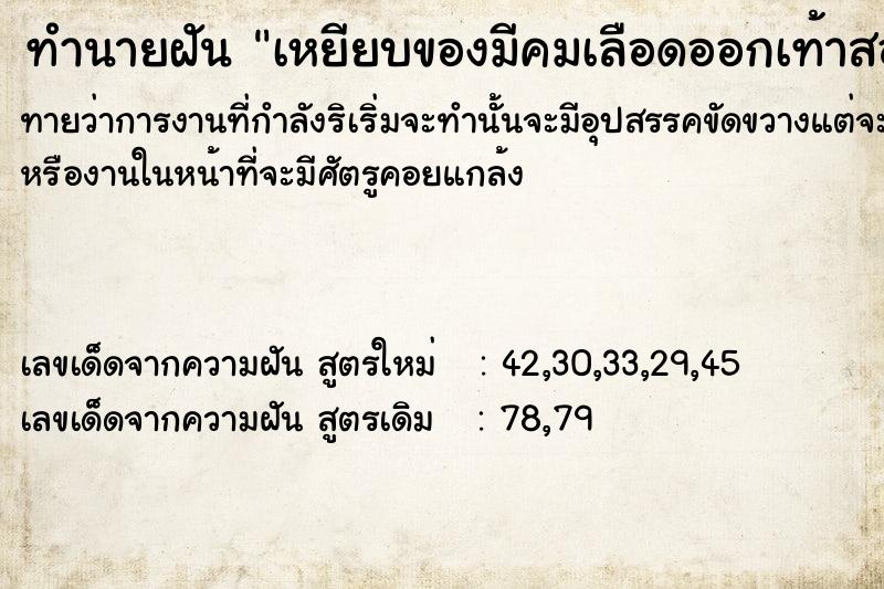 ทำนายฝันเหยียบของมีคมเลือดออกเท้าสองขืาง ทำนายฝันทำนายฝันเหยียบของมีคมเลือดออกเท้าสองขืาง