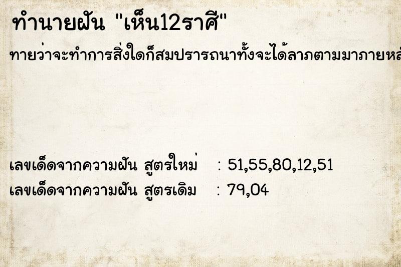 ทำนายฝันเห็น12ราศี ทำนายฝันทำนายฝันเห็น12ราศี